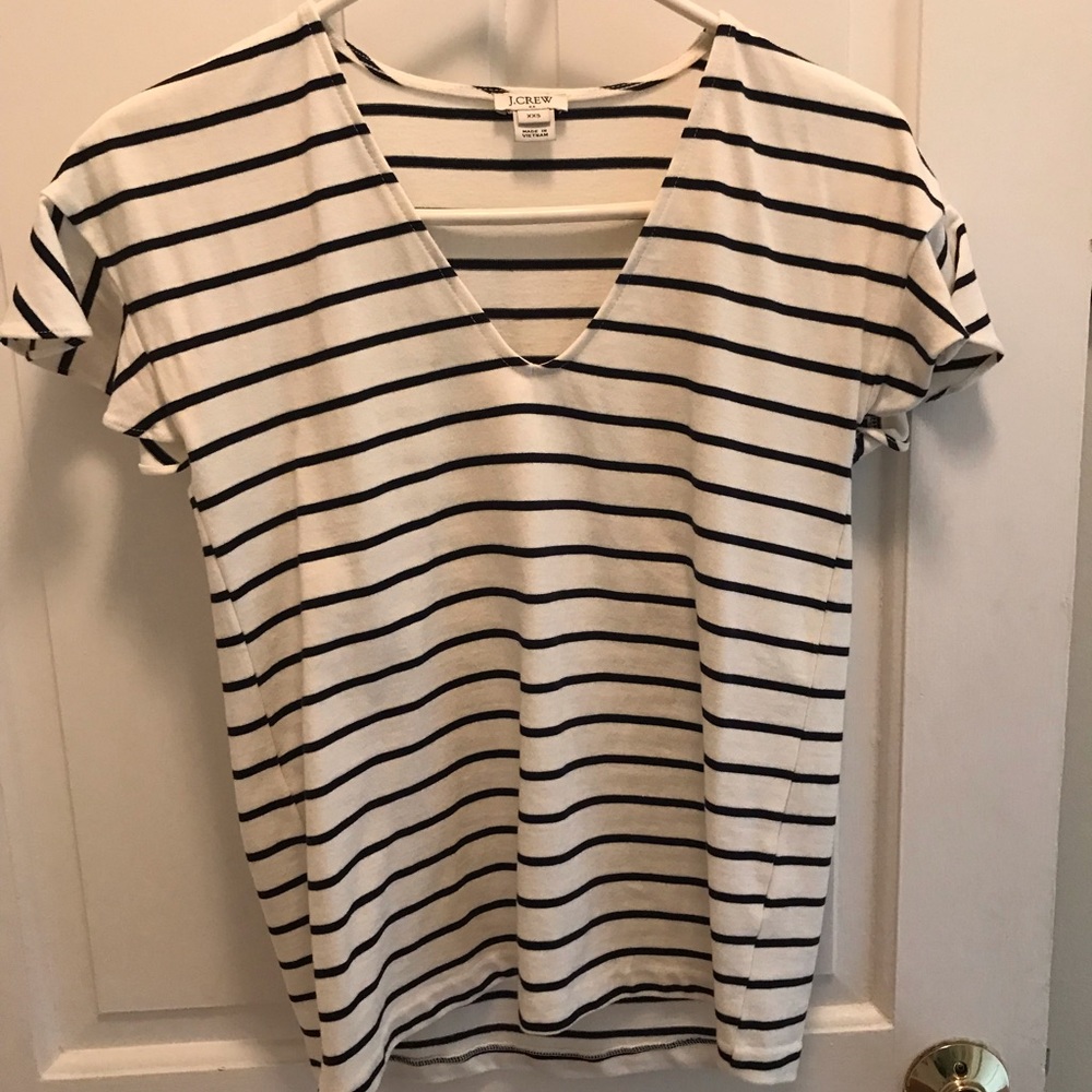 J. Crew White and Navy striped shirt